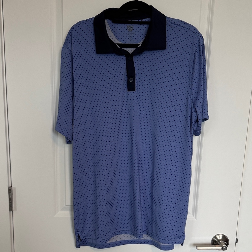 Navy Blue Polka Dot Polo Shirt